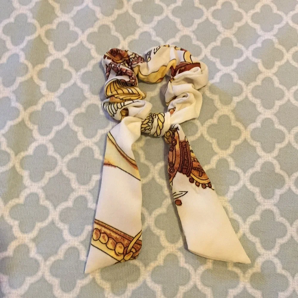 NEW Silky Bow Twilly Scrunchie With Print